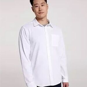 VRST Refined Knit Long Sleeve Button Down Pure White Size XL